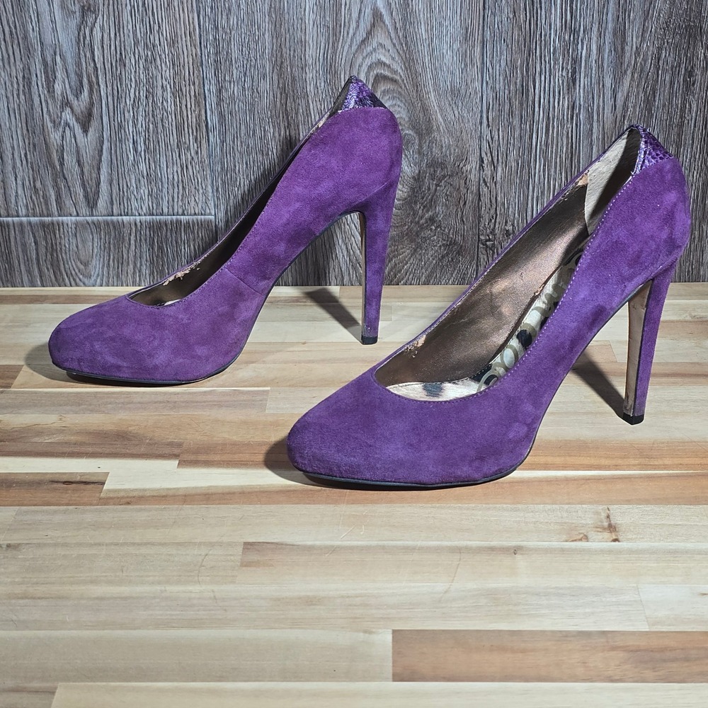 Sam Edelman Yasmine Stiletto Pumps Snake Trim Purple Suede Women's Size 9M‎ - Picture 4 of 16